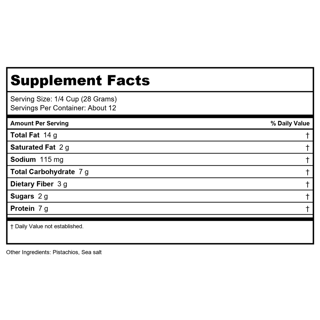 Now Real Food Pistachios Roasted &amp; Salted 12oz - 7021 - Supplement Facts panel