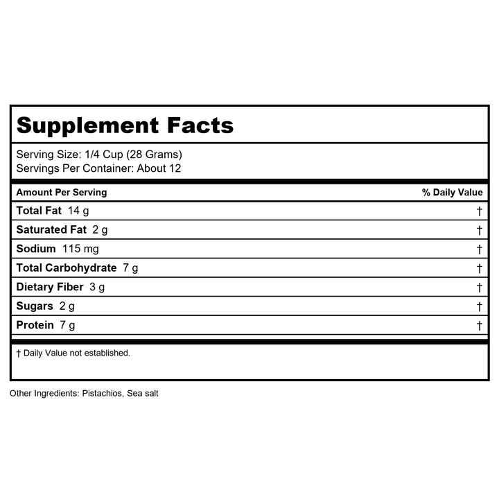 Now Real Food Pistachios Roasted &amp; Salted 12oz - 7021 - Supplement Facts panel