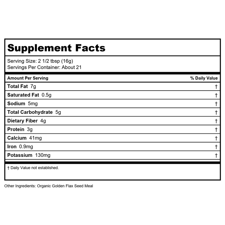 Now Real Food Golden Flax Seed Meal Organic 12 oz - 6274 - Supplement Facts panel