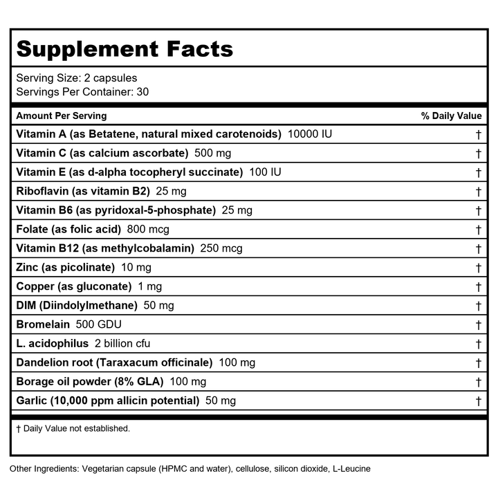 Vitanica OC Companion 60 Vcaps - Supplement Facts panel