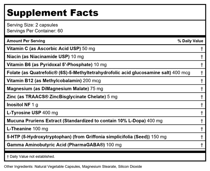 Ortho Molecular CereVive 120 Capsules - Supplement Facts panel