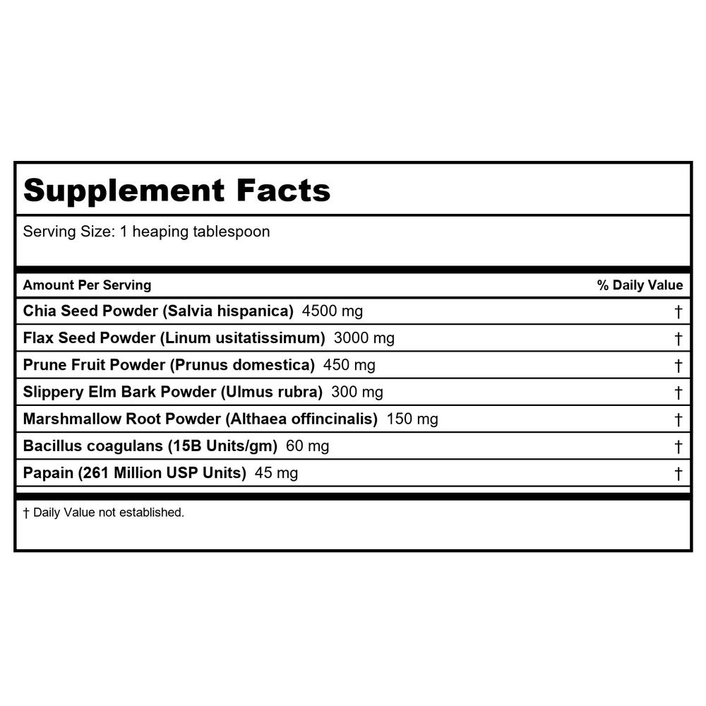 Vital Nutrients Whole Fiber Fusion 261 Grams - Supplement Facts panel