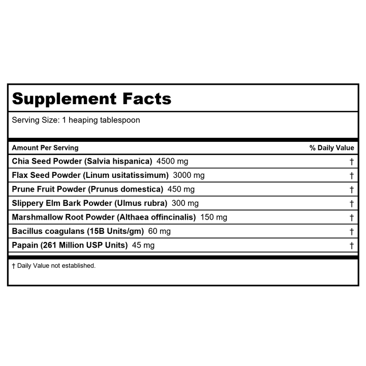 Vital Nutrients Whole Fiber Fusion 261 Grams - Supplement Facts panel