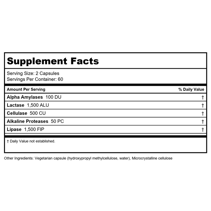 Klaire Labs Vital-Dophilus Plus 100 Vcaps - 2 Pack - Supplement Facts panel