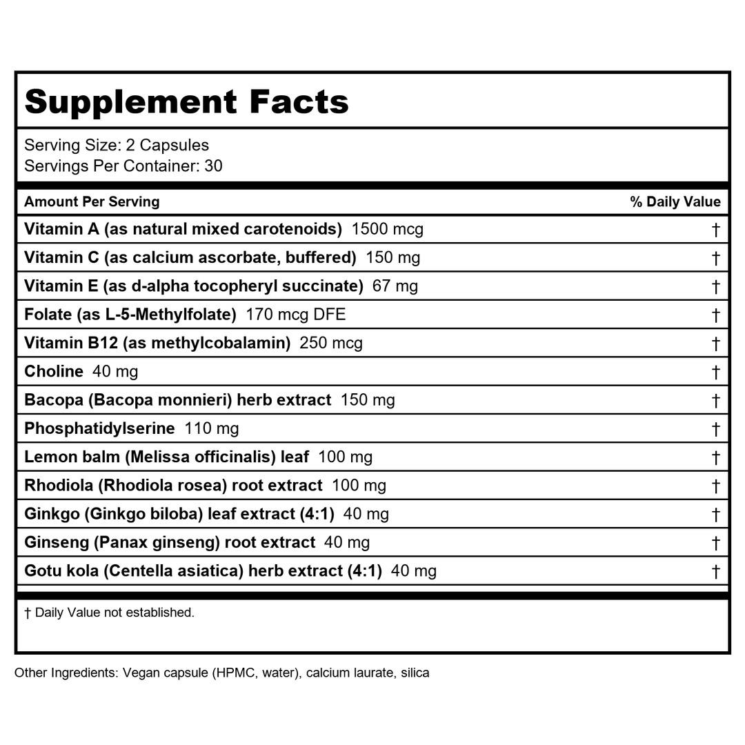 Vitanica MindBlend 60 Vcaps - Supplement Facts panel