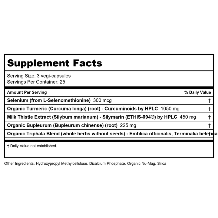 Restorative Formulations Liver Support Px 75 Vcaps - - Supplement Facts panel