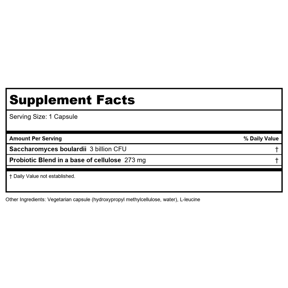 Klaire Labs Saccharomyces Boulardii 120 Vcaps - Supplement Facts panel