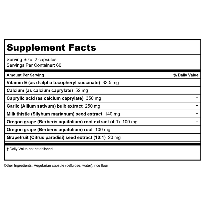 Vitanica Candidastat 120 Vcaps - Supplement Facts panel