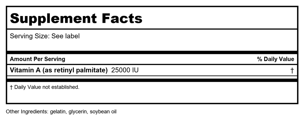 Biotech A-25 100 Capsules - Supplement Facts panel