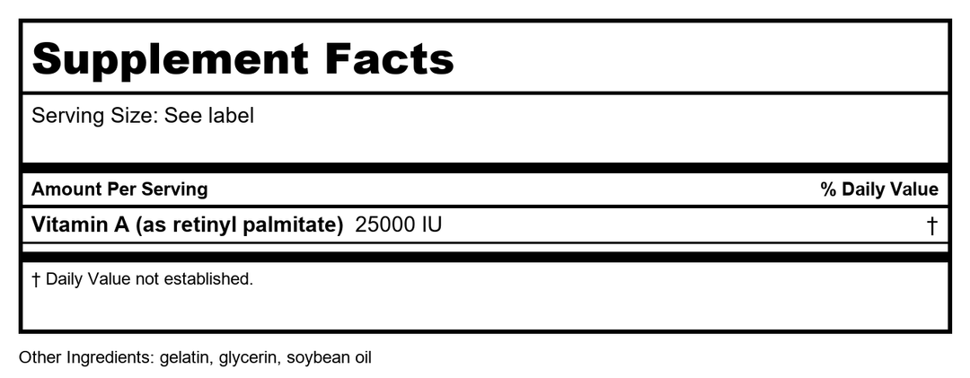 Biotech A-25 100 Capsules - Supplement Facts panel
