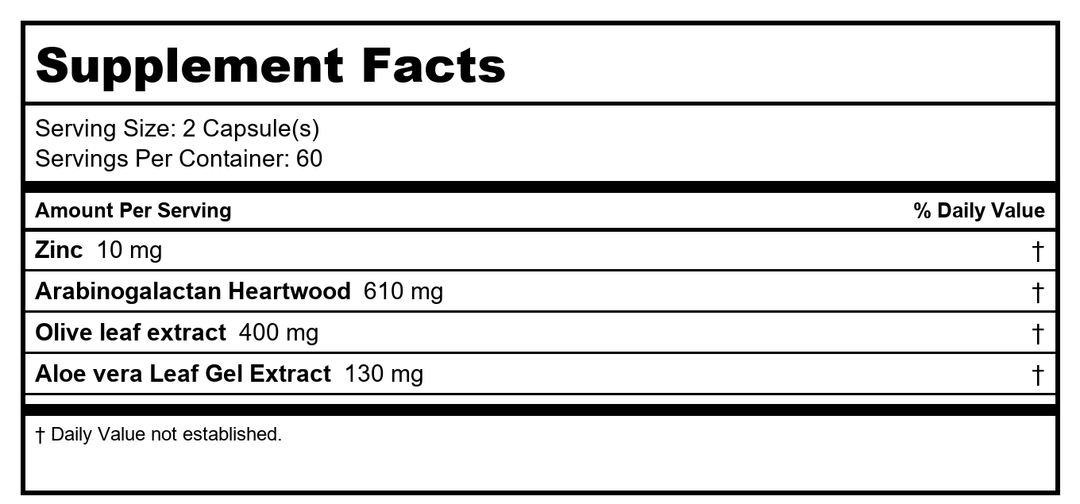 Ortho Molecular NK-Stim 120 capsules - Supplement Facts panel