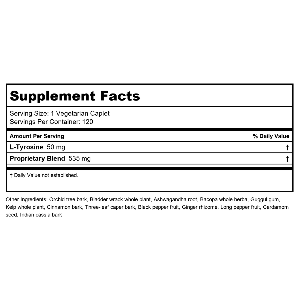 Ayush Herbs Thyro-M 120 Caplets - Supplement Facts panel