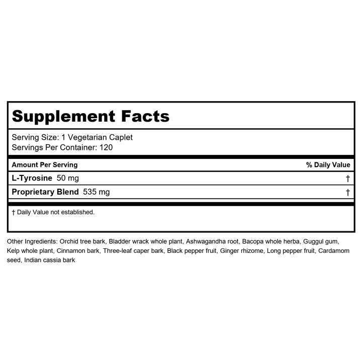 Ayush Herbs Thyro-M 120 Caplets - Supplement Facts panel