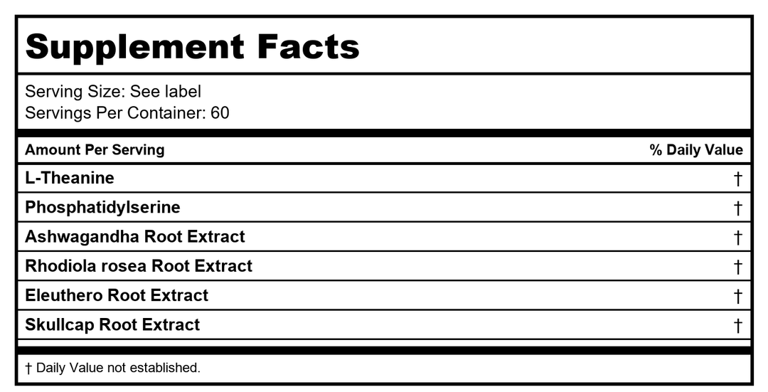Ortho Molecular AdreneVive 60 Capsules - Supplement Facts panel