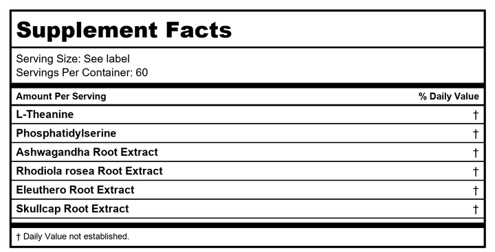 Ortho Molecular AdreneVive 60 Capsules - Supplement Facts panel