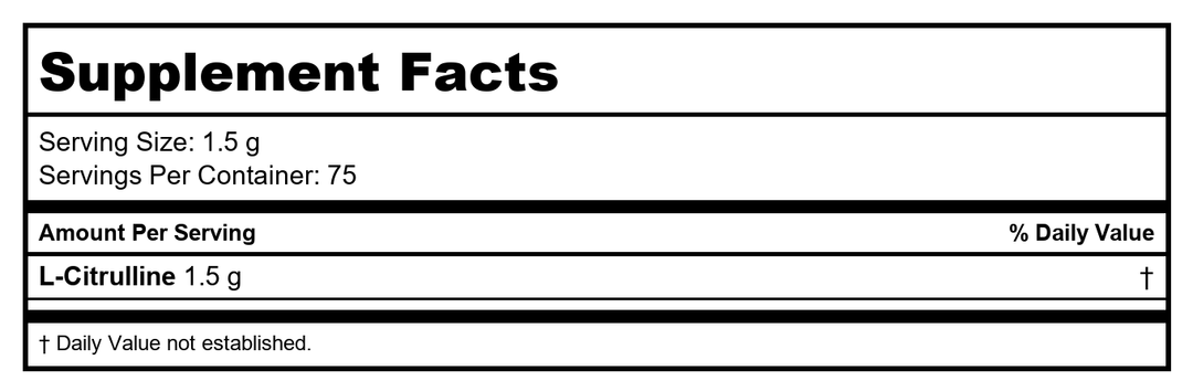 Now Foods L-Citrulline Pure Powder 8oz - 0214 - Supplement Facts panel
