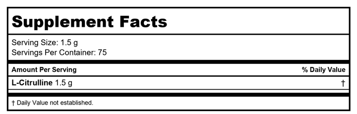 Now Foods L-Citrulline Pure Powder 8oz - 0214 - Supplement Facts panel