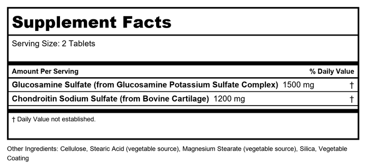 Now Foods Glucosamine &amp; Chondroitin Extra Strength 240 Tablets - 3244 - Supplement Facts panel
