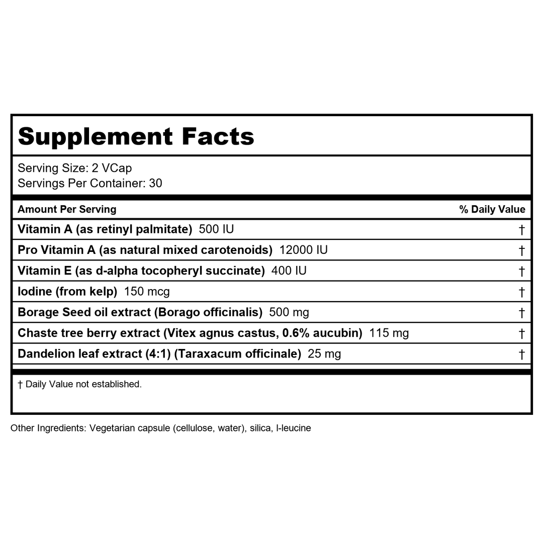 Vitanica Breast Cycle Blend 60 Vcaps - Supplement Facts panel