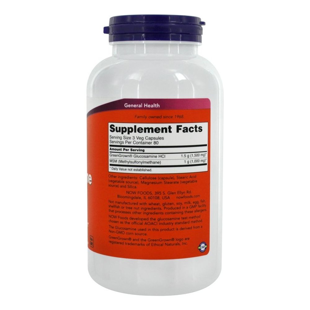 Now Foods Glucosamine &amp; MSM (Vegetarian) 240 Vcaps - 3131 - Supplement Facts panel