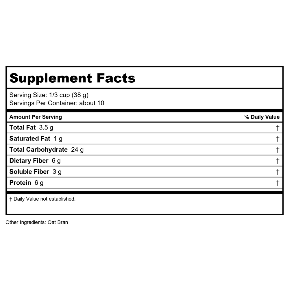 Now Real Food Oat Bran Organic 14oz - 5951 - Supplement Facts panel