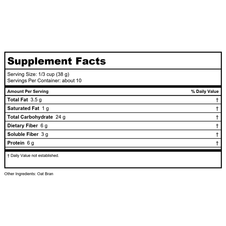 Now Real Food Oat Bran Organic 14oz - 5951 - Supplement Facts panel