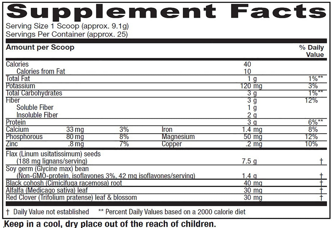 Vitanica PhytoEstrogen Herbal 227 Grams - Supplement Facts panel