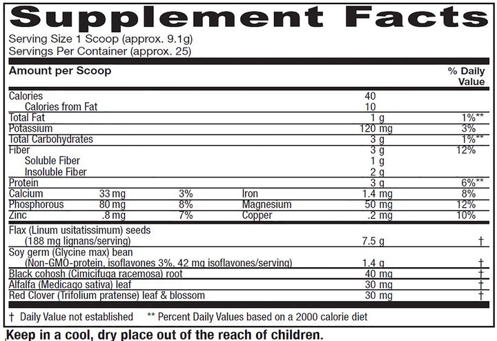 Vitanica PhytoEstrogen Herbal 227 Grams - Supplement Facts panel