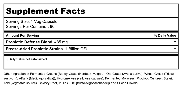 Now Foods Probiotic Defense 90 Vcaps - 2918 - Supplement Facts panel