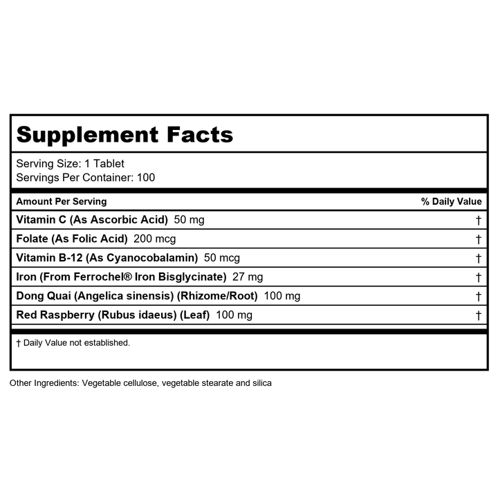 Now Foods Iron Complex Vegetarian 100 Tablets - 1440 - 3 Pack - Supplement Facts panel