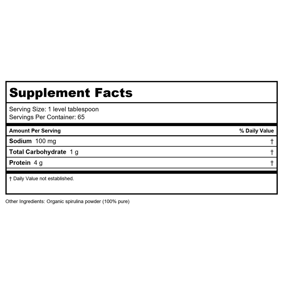 Now Foods Spirulina 1,000 mg Organic 120 Tablets - 2715 - Supplement Facts panel