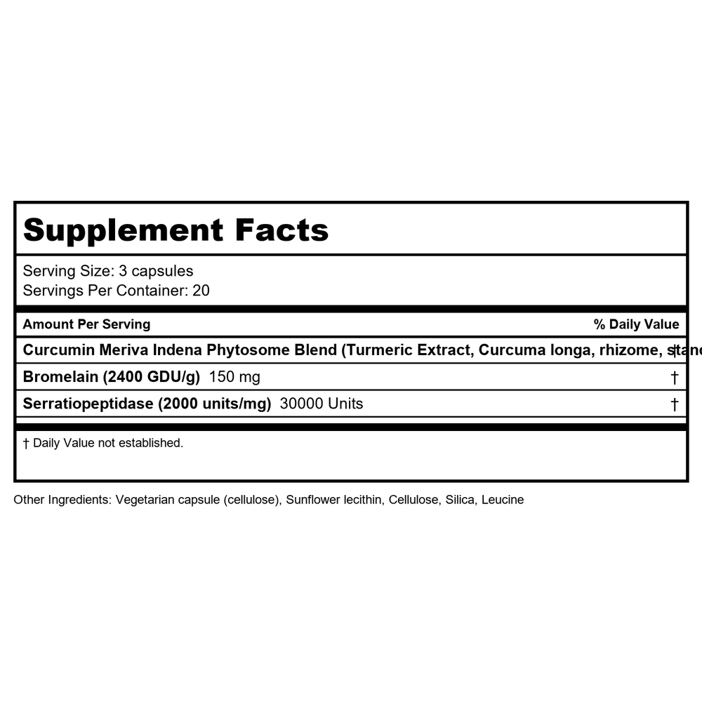 Vital Nutrients Phyto-Curcumin Plus Enzymes 60 Vcaps - Supplement Facts panel
