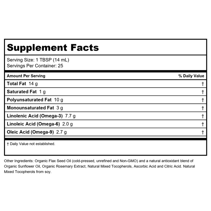 Now Foods Flax Seed Oil Liquid Organic 12oz - 1760 - Supplement Facts panel