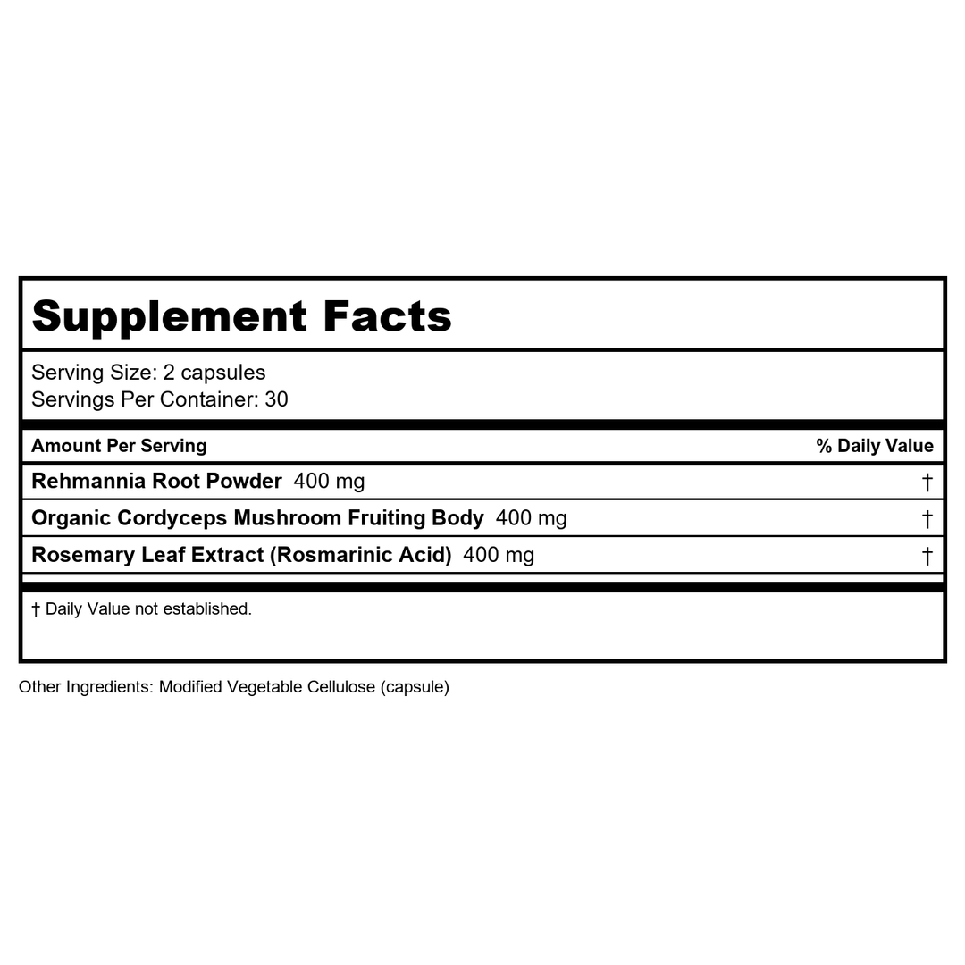 Restorative Formulations T-Cell Balance  PX 60 Vcaps - Supplement Facts panel
