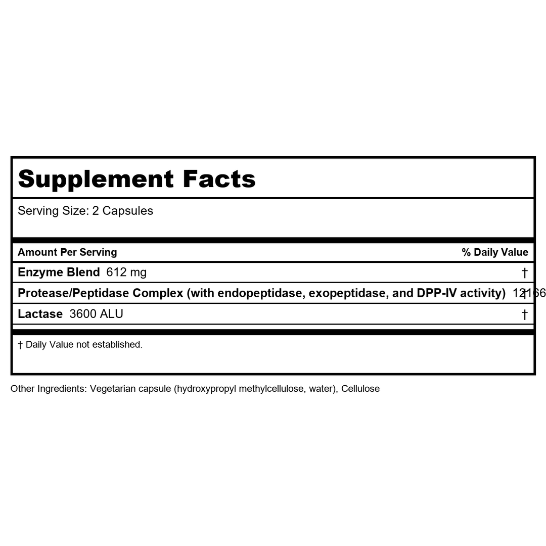 Klaire Labs SIBB-Zymes 180 Vcaps - Supplement Facts panel