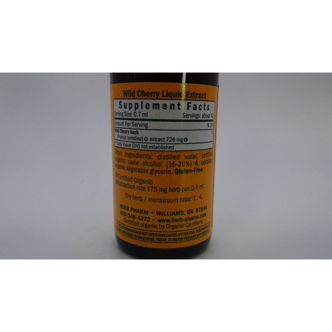 Herb Pharm Wild Cherry 1oz - Supplement Facts panel