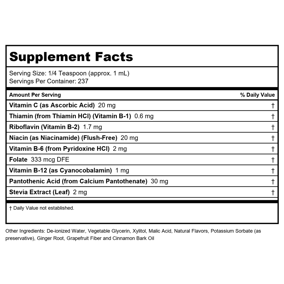 Now Foods Vitamin B-12 Complex Liquid 8oz - 0465 - Supplement Facts panel