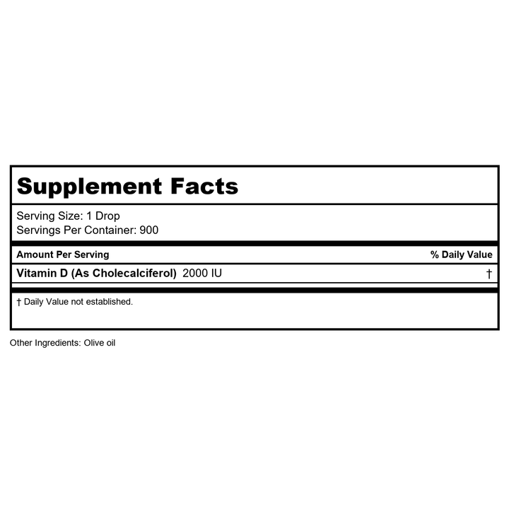 Rx Vitamins Liqui-D3 2,000 IU 1 Oz - Supplement Facts panel