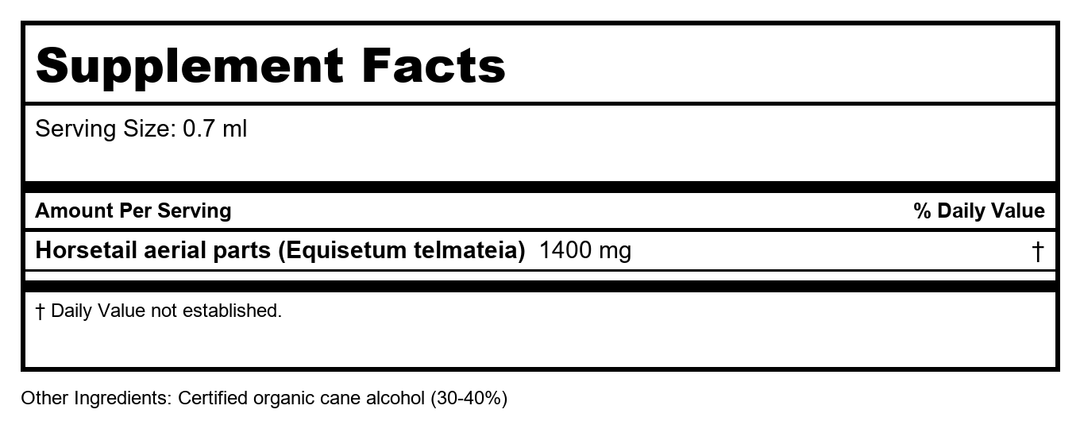 Herb Pharm Horsetail 1oz - Supplement Facts panel