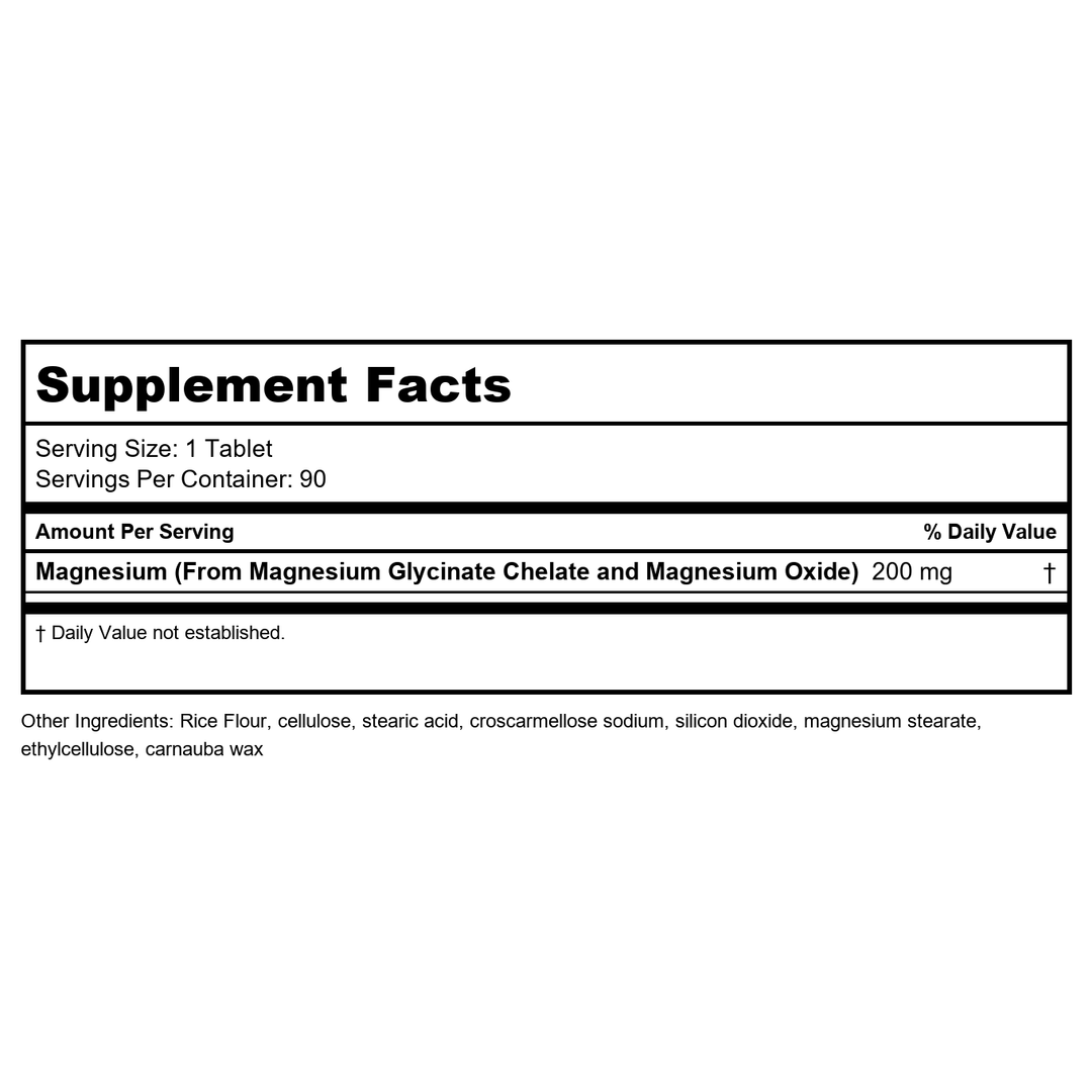 Carlson Labs Chelated Magnesium 180 Tablets - Supplement Facts panel