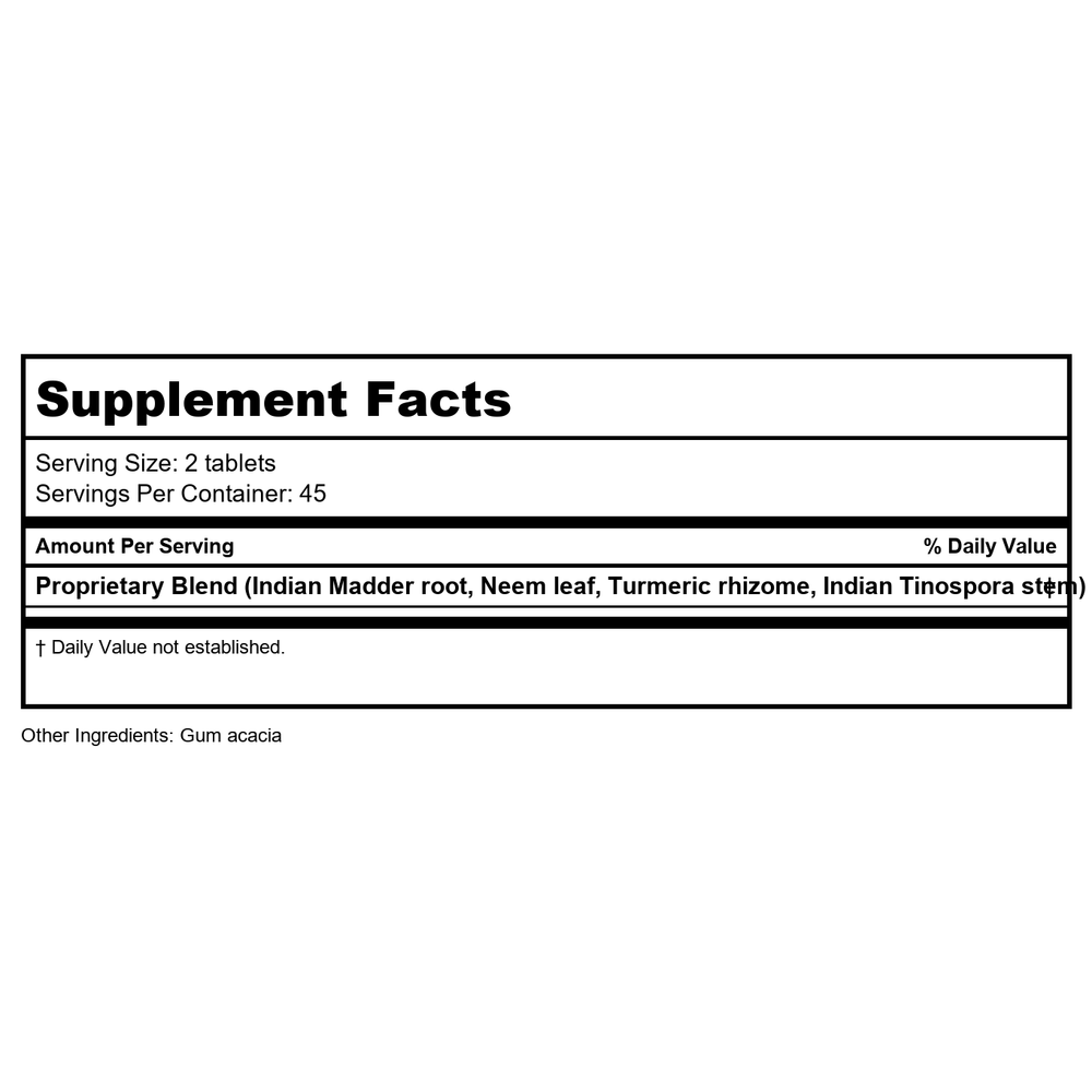 Banyan Botanicals Blood Cleanse Organic 90 Tablets - Supplement Facts panel