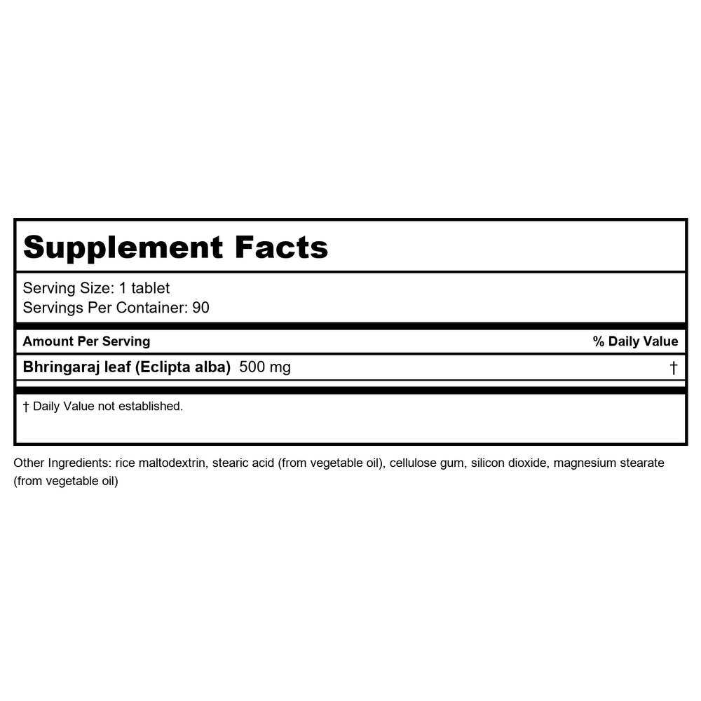 Banyan Botanicals Healthy Hair Organic 90 Tablets - Supplement Facts panel