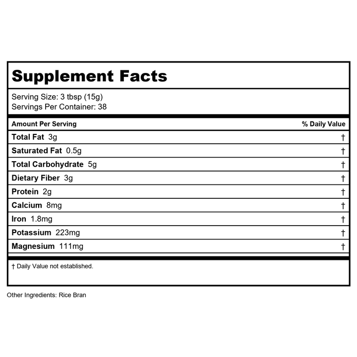 Now Real Food Rice Bran 20oz - 5996 - - Supplement Facts panel