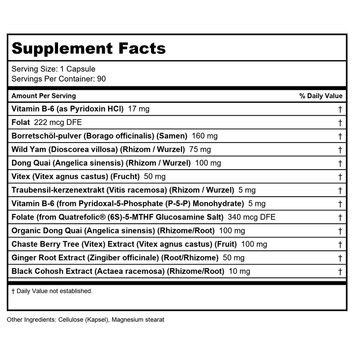 Now Foods Female Balance 90 Vcaps - 3295 - Supplement Facts panel