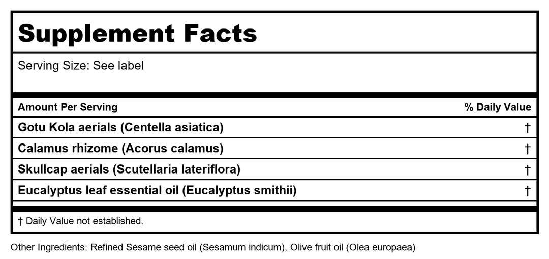 Banyan Botanicals Nasya Oil 1oz - Supplement Facts panel