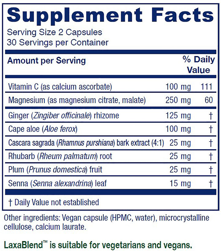 Vitanica Laxablend 60 Vcaps - Supplement Facts panel