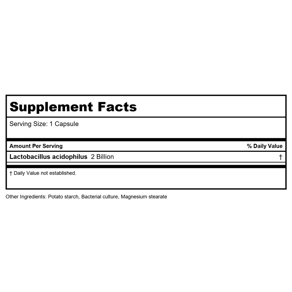 Now Foods Acidophilus Two Billion 250 Vcaps - 2907 - 2 Pack - Supplement Facts panel