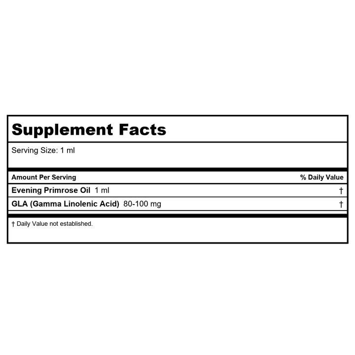 Now Solutions Evening Primrose Oil 4oz - 7690 - 2 Pack - Supplement Facts panel