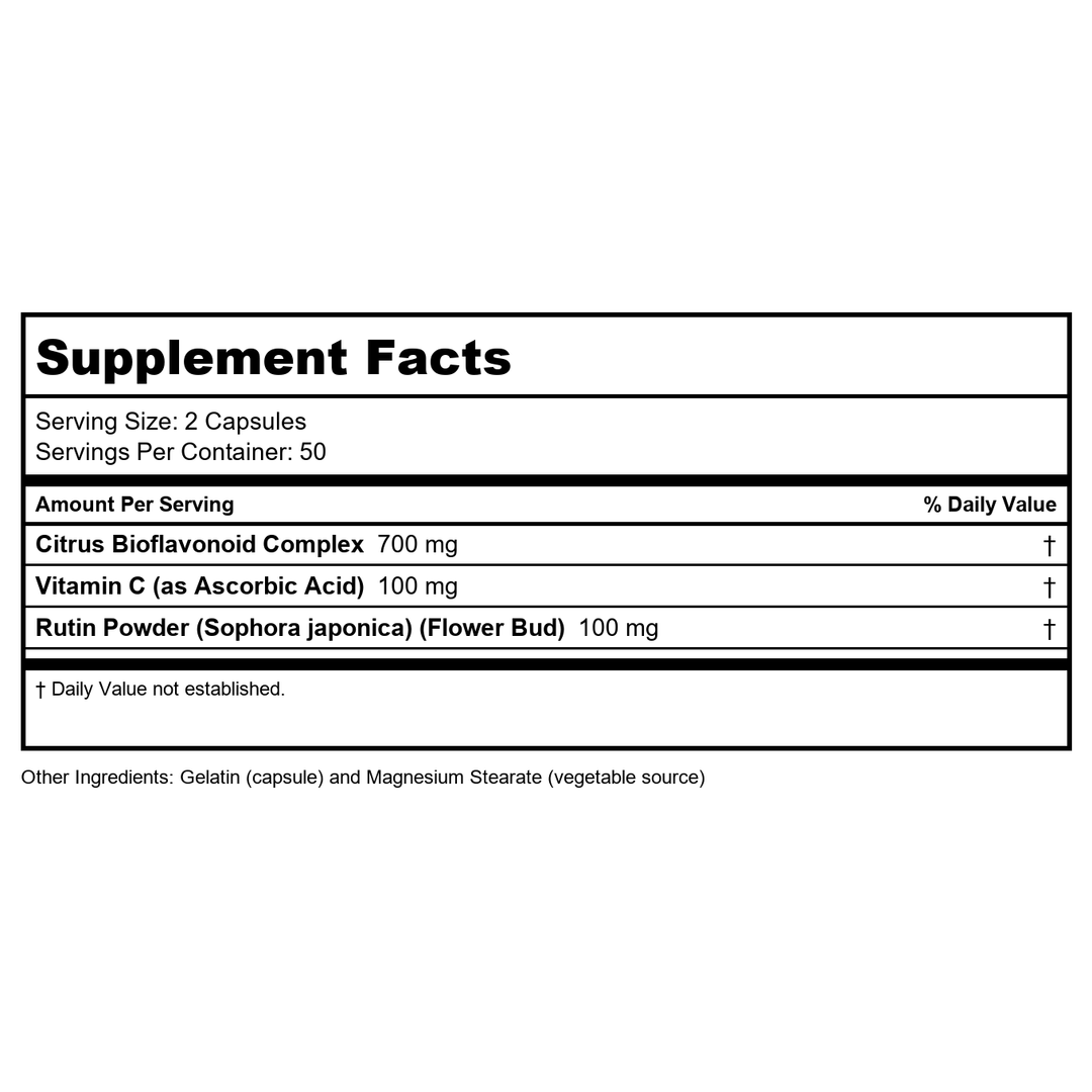 Now Foods Citrus Bioflavonoids 700 mg 100 Capsules - 0610 - Supplement Facts panel
