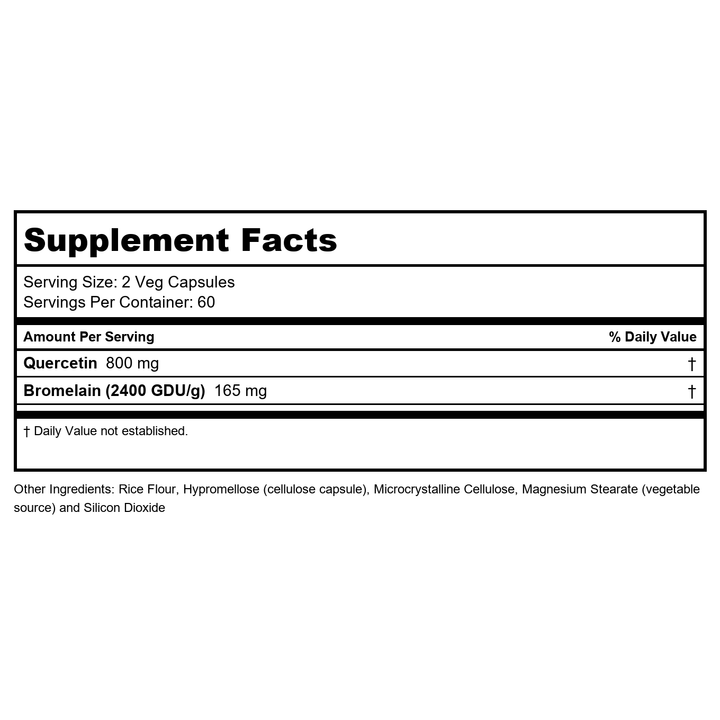 Now Foods Quercetin with Bromelain 120 Vcaps - 3070 - Supplement Facts panel
